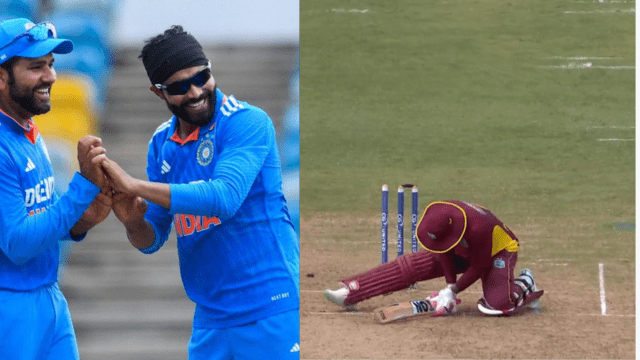 CRICCRANK - 2023-07-27T213851.390 Ravindra Jadeja created havoc by bowling Hetmyer! Created history by taking 3 wickets, became the first Indian bowler to break Kapil Dev's record