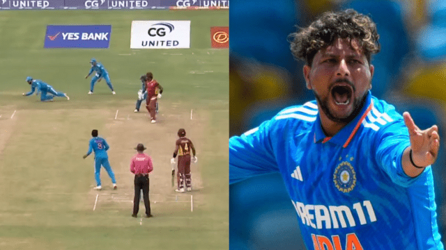 CRICCRANK - 2023-07-27T222505.872 West Indies stunned by Kuldeep Yadav's bowling, wreaked havoc by taking 4 wickets for 6 runs, became the first Indian bowler to do so