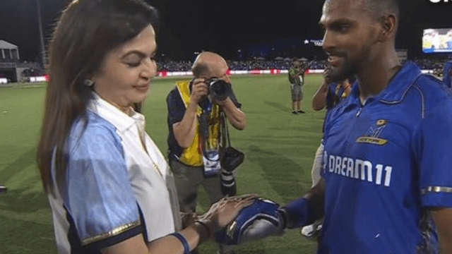 Video: Nicholas Pooran could not make Hyderabad's owner Kavya Maran the champion but made Nita Ambani the champion, scored 137 runs
