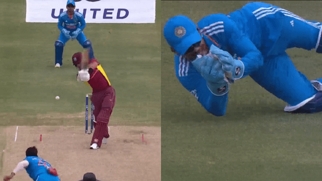 CRICCRANK - 2023-08-02T010305.610 King was hit by Mukesh Kumar's rocket speed ball, Ishaan snatched the catch