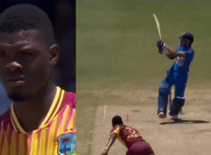 Tilak Verma wreaked havoc by hitting 39 runs, hit 2 consecutive sixes on Joseph's 146 km speed ball, Joseph kept staring