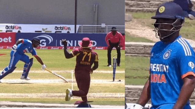 CRICCRANK - 2023-08-04T001333.783 Sanju Samson was run out, could have saved the wicket by diving, Meyers reversed the match