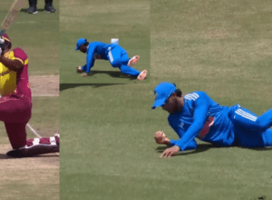 West Indies vs India, 1st T20I Tilak Verma ran 20 meters and jumped in the air to catch Charles, Kuldeep was stunned