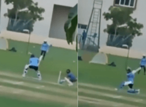 Lokesh Rahul hit a stormy lap six in the practice match, the ball went out ripping the sky
