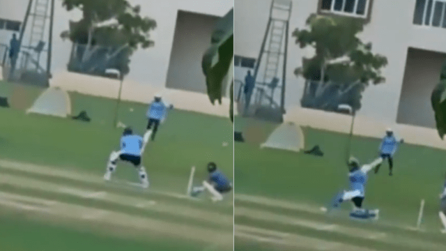CRICCRANK - 2023-08-28T212025.898 Lokesh Rahul hit a stormy lap six in the practice match, the ball went out ripping the sky