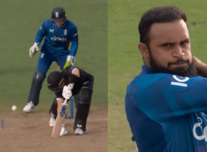 Adil Rashid bowled Young in the first ODI match of England and New Zealand