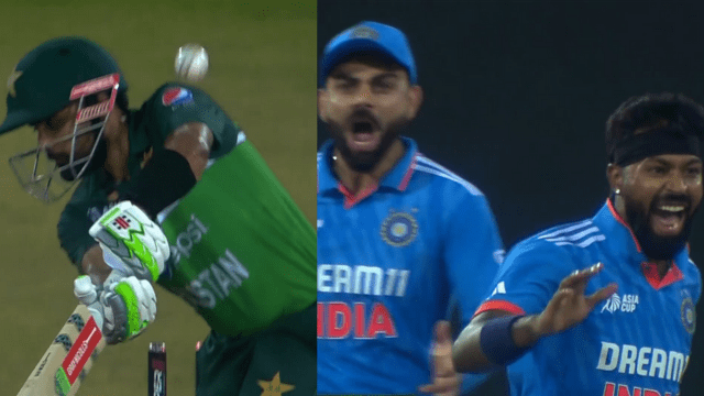 CRICCRANK - 2023-09-11T213423.556 Babar Azam's bails flew on these swing balls of Hardik Pandya, 1.2 degree ball spun and took away the bails, Babar was stunned