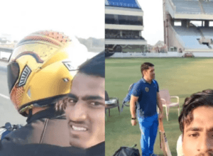 Dhoni gave a lift to the young cricketer, the bike flew at a speed of 100 km